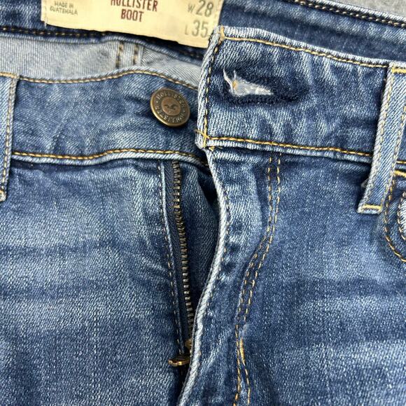 Holister Boot Cut Jeans Stretch Washed Blue Look Women’s Junior Size 7 Long - Picture 11 of 12